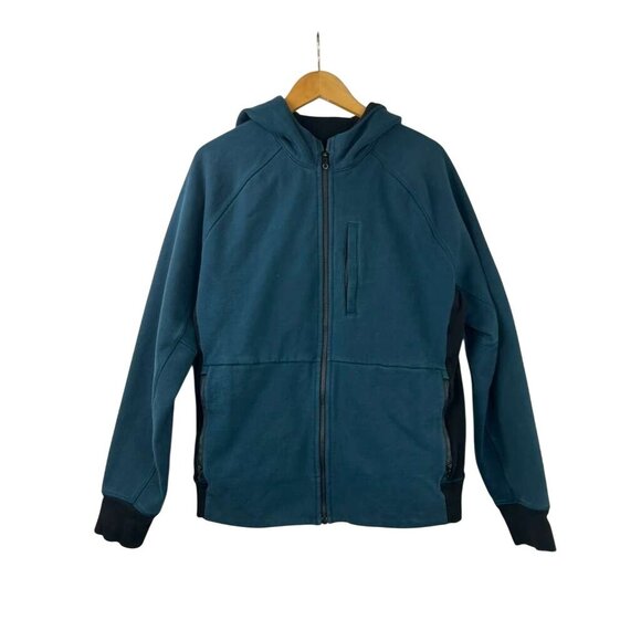 Lululemon Men's Large Jacket Teal/Black Hoodie Full Zip Long Sleeve - Picture 7 of 16